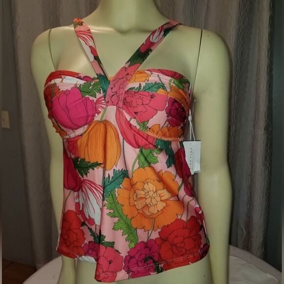 Trina Turk NWT Sunny Bloom Convertible Tankini Size 6 Lightly Padded top only - Picture 12 of 13